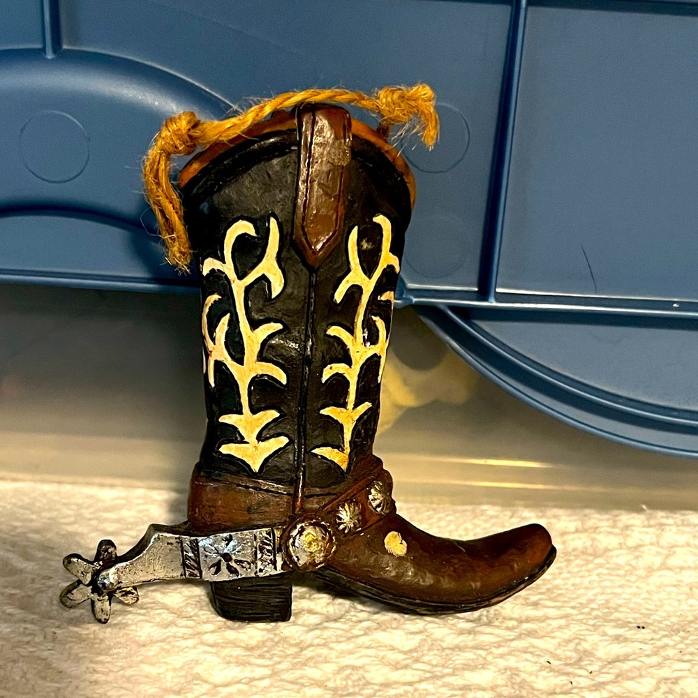 Cowboy boot Christmas ornament
